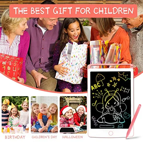10 inch Colorful LCD Writing Tablet for Girls Gifts with Lock Function, Erasable Reusable Writing Pad, Doodle Board Drawing Tablet, Educational Girls Toys Gifts for 3-6 Year Old Girls Kids