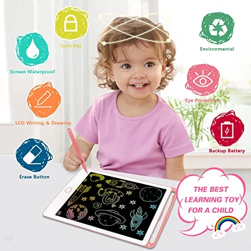 10 inch Colorful LCD Writing Tablet for Girls Gifts with Lock Function, Erasable Reusable Writing Pad, Doodle Board Drawing Tablet, Educational Girls Toys Gifts for 3-6 Year Old Girls Kids
