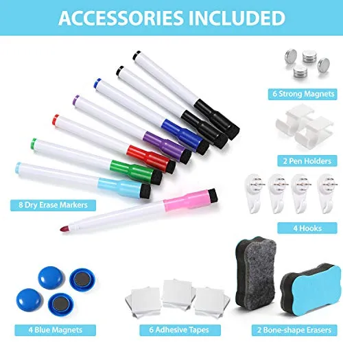 11" x 14" White Boards, Ohuhu 2 Packs Double Side Magnetic Hanging Whiteboards/ Dry Erase Board with 8 Whiteboard Markers, Dry Erase White Board for Fridge, Wall, Glasses, Home Office Aluminum Frame