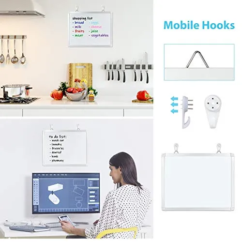 11" x 14" White Boards, Ohuhu 2 Packs Double Side Magnetic Hanging Whiteboards/ Dry Erase Board with 8 Whiteboard Markers, Dry Erase White Board for Fridge, Wall, Glasses, Home Office Aluminum Frame
