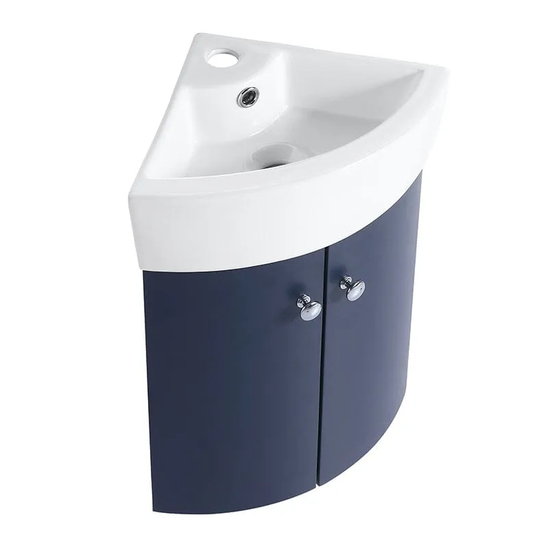 13'' Small Wall Mounted Corner Bathroom Vanity with Ceramic Sink