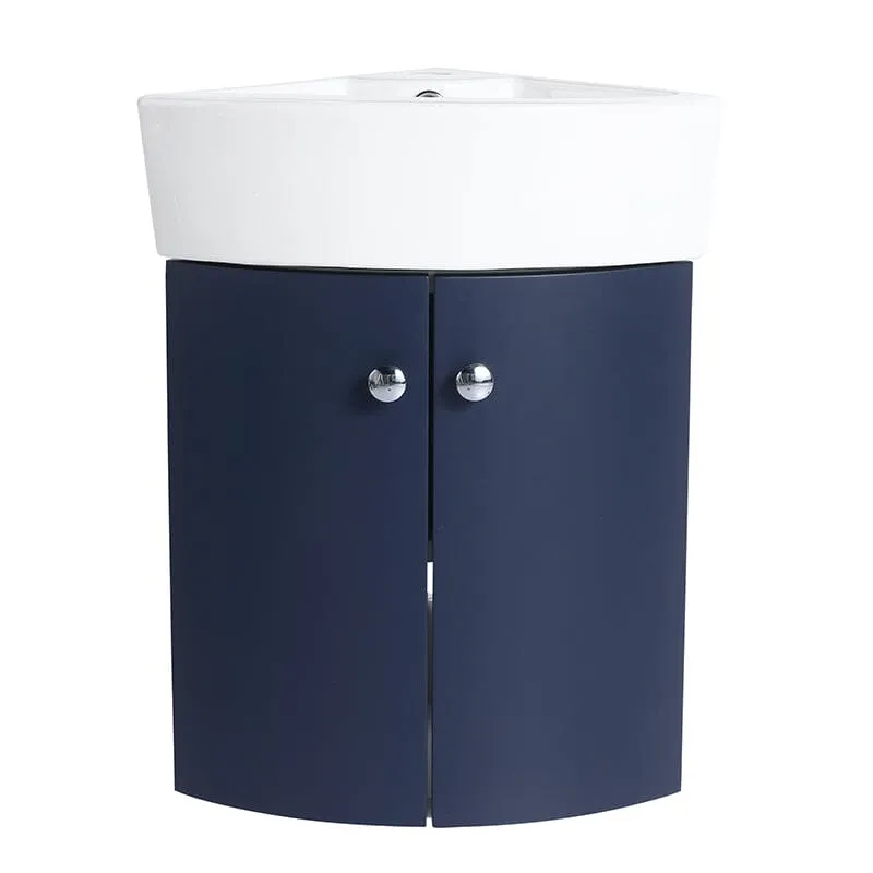 13'' Small Wall Mounted Corner Bathroom Vanity with Ceramic Sink
