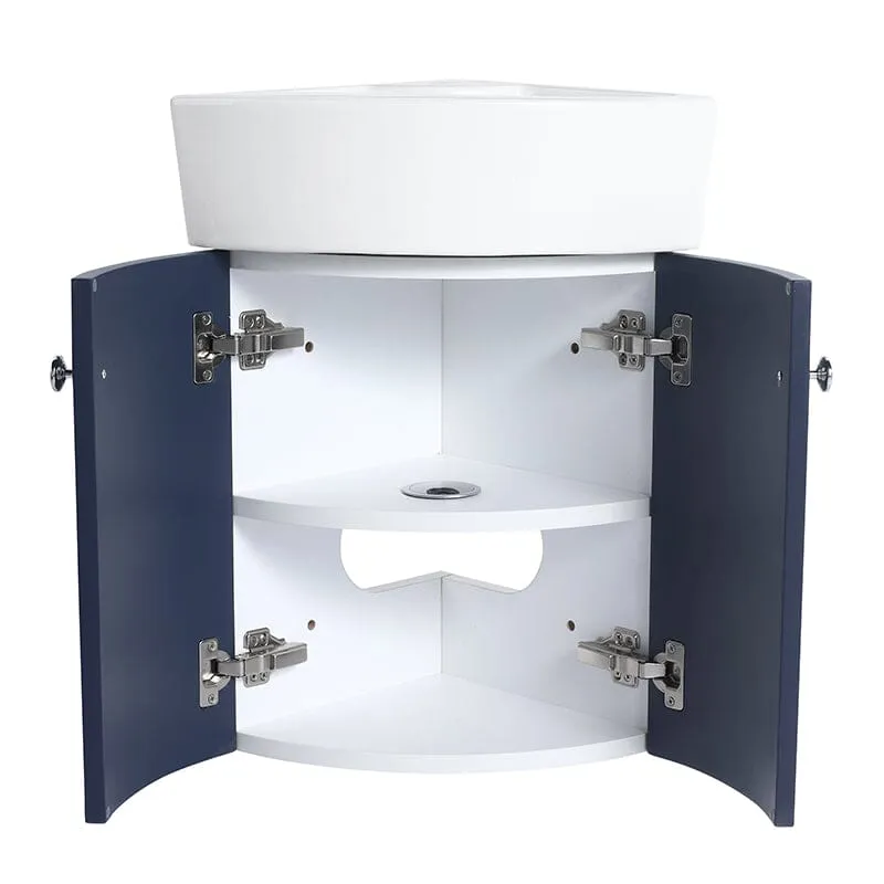 13'' Small Wall Mounted Corner Bathroom Vanity with Ceramic Sink