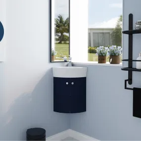 13'' Small Wall Mounted Corner Bathroom Vanity with Ceramic Sink