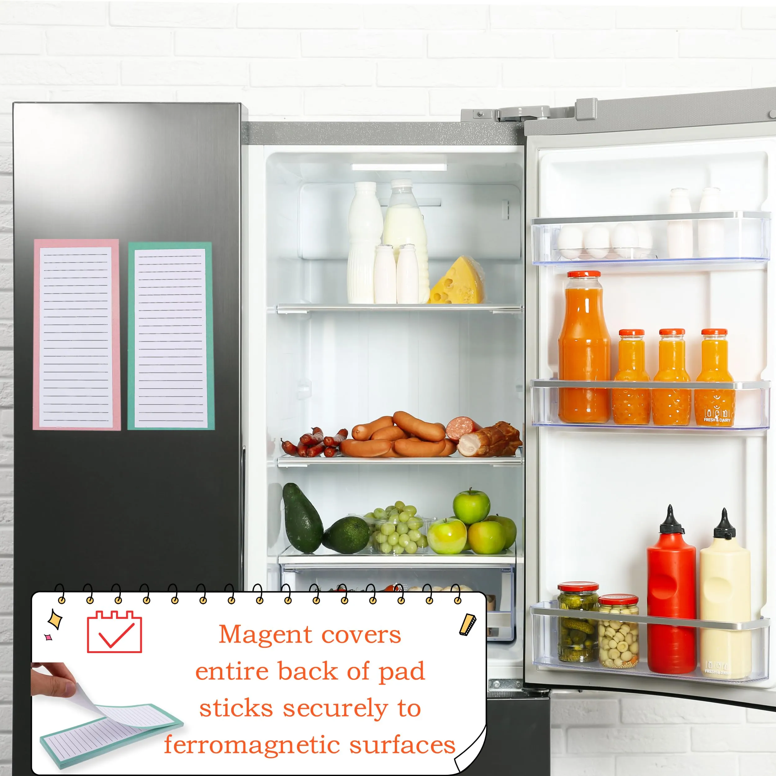 16 Pcs Refrigerator Magnetic Notepads Magnetic Note Pads Lists Grocery Shopping Magnet Pad Full Magnet Back Notepads for Fridge Kitchen Shopping Grocery