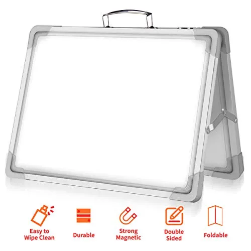 16 x 12 Inch Portable White Board, Magnetic Dry Erase Board, Foldable Small Double-Sided Desktop Whiteboard Easel for School, Home & Office