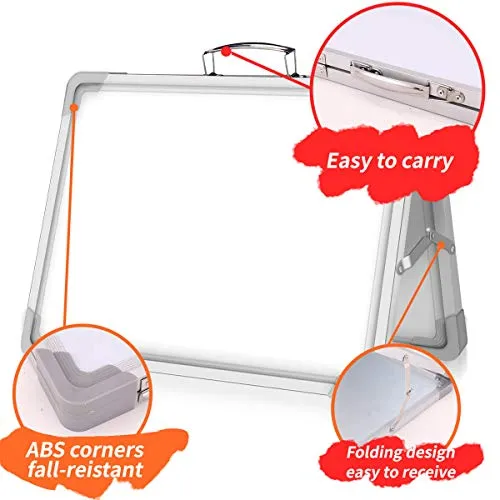 16 x 12 Inch Portable White Board, Magnetic Dry Erase Board, Foldable Small Double-Sided Desktop Whiteboard Easel for School, Home & Office