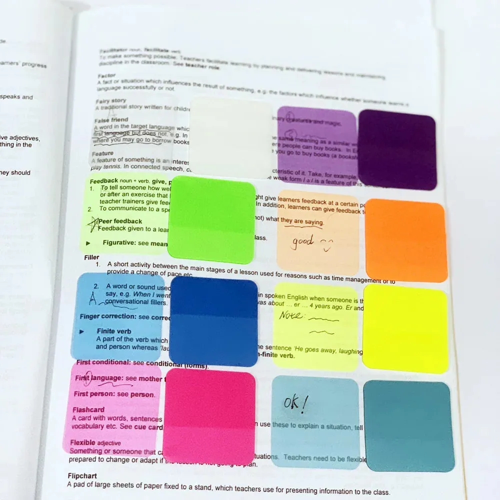 160 Sheets Transparent Sticky Note Memo Pad - 8 Colors/Waterproof Clear Notepad