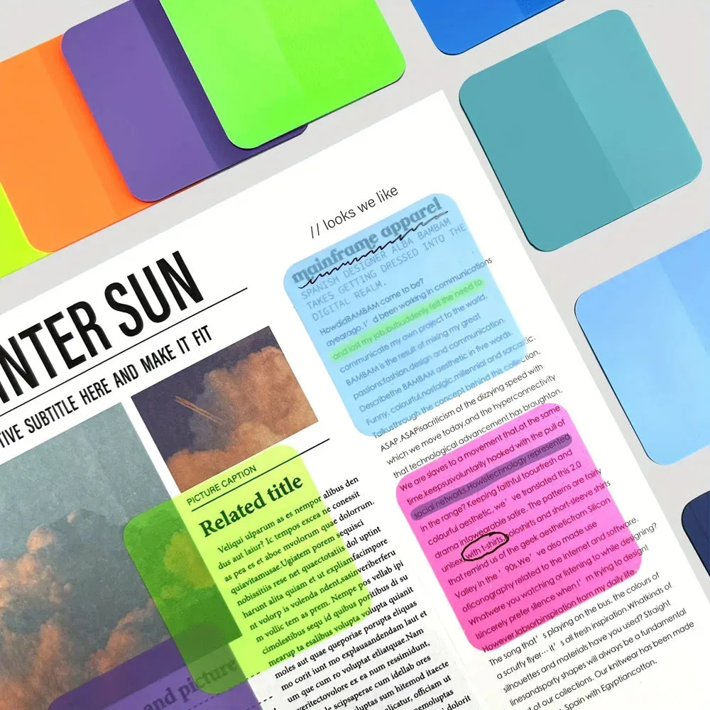 160 Sheets Transparent Sticky Note Memo Pad - 8 Colors/Waterproof Clear Notepad