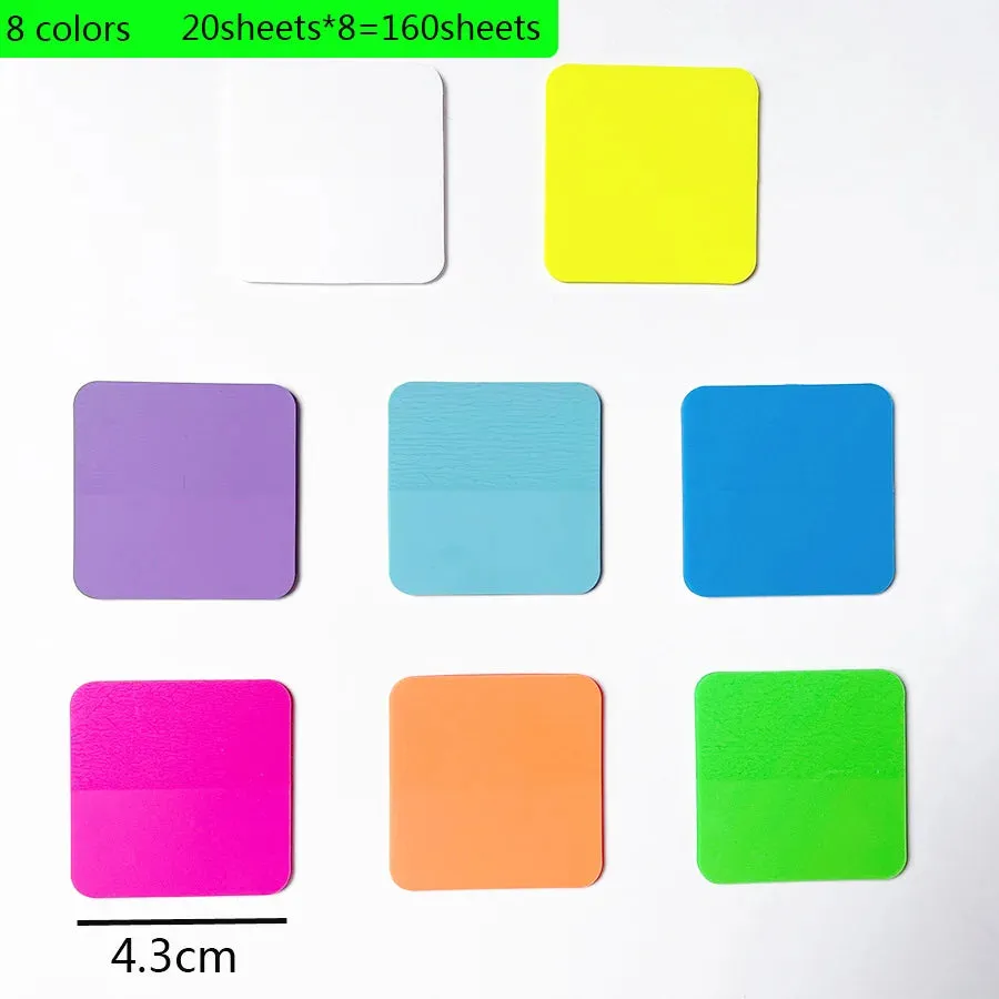 160 Sheets Transparent Sticky Note Memo Pad - 8 Colors/Waterproof Clear Notepad