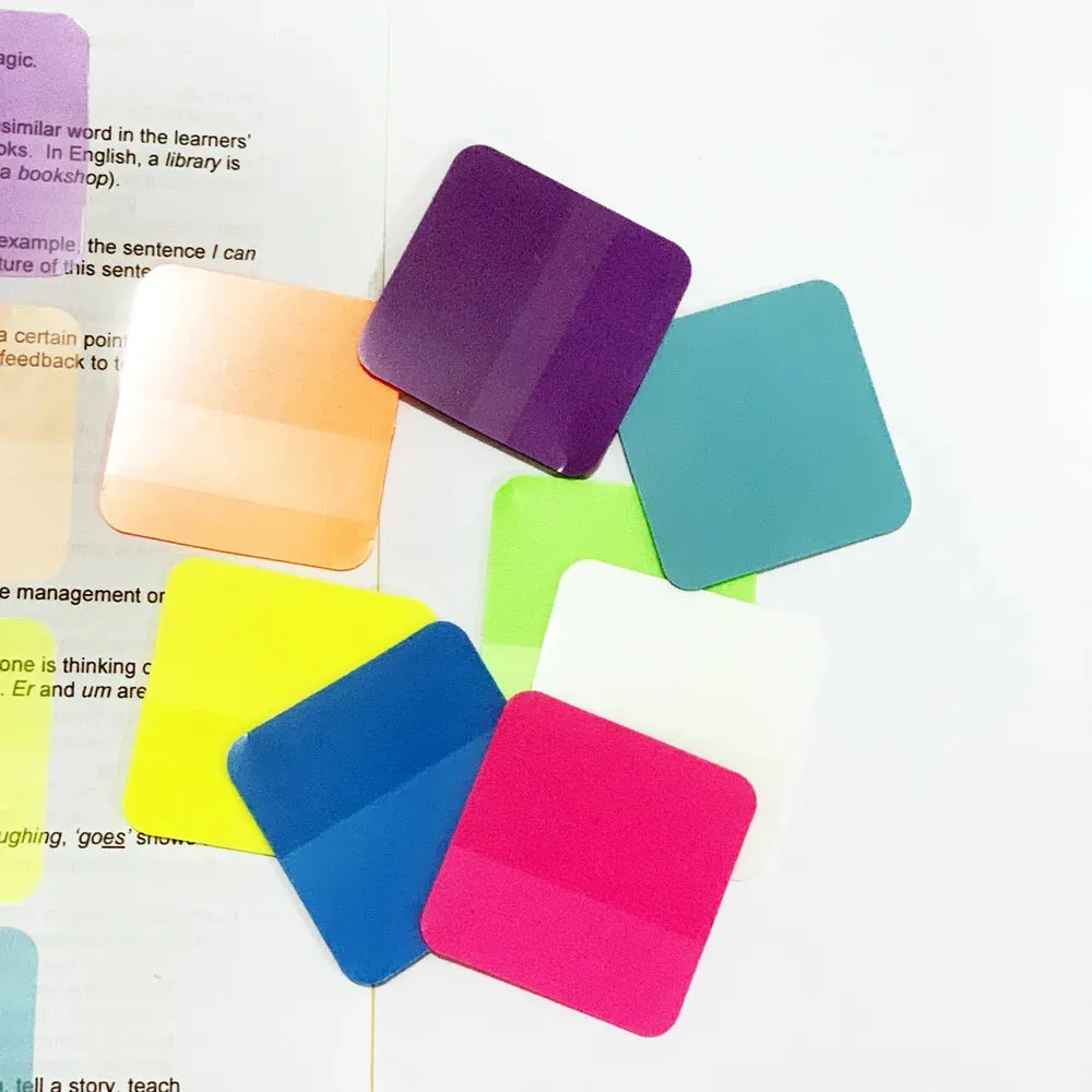 160 Sheets Transparent Sticky Note Memo Pad - 8 Colors/Waterproof Clear Notepad