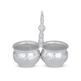 2 Cups Chomukha With Annam Handle - 5 x 5 Inches | German Silver Panchwala/ Kumkum Holder for Pooja/ 170 Gms
