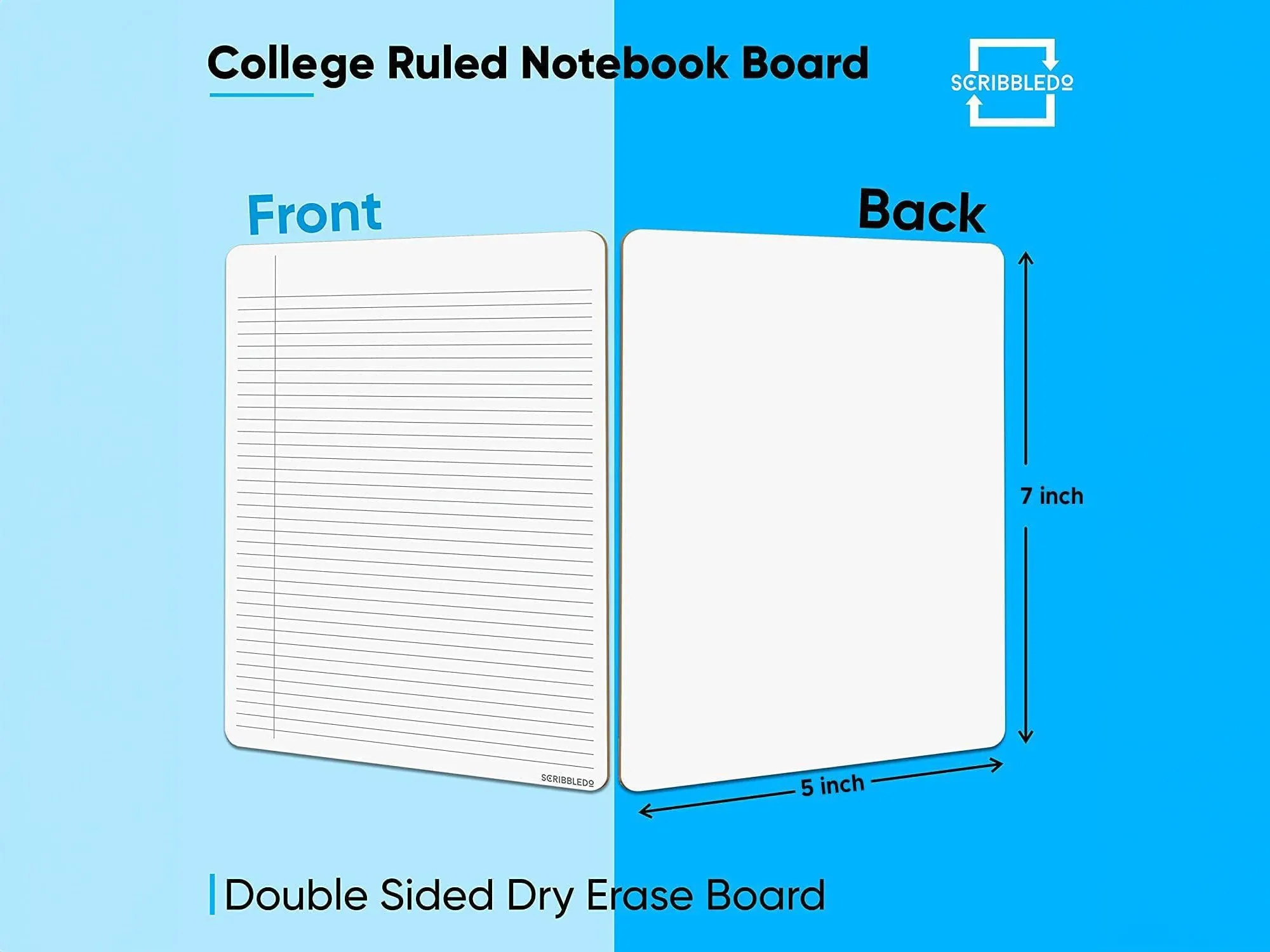 2 Pack Dry Erase College Ruled Notebook 5"x7"