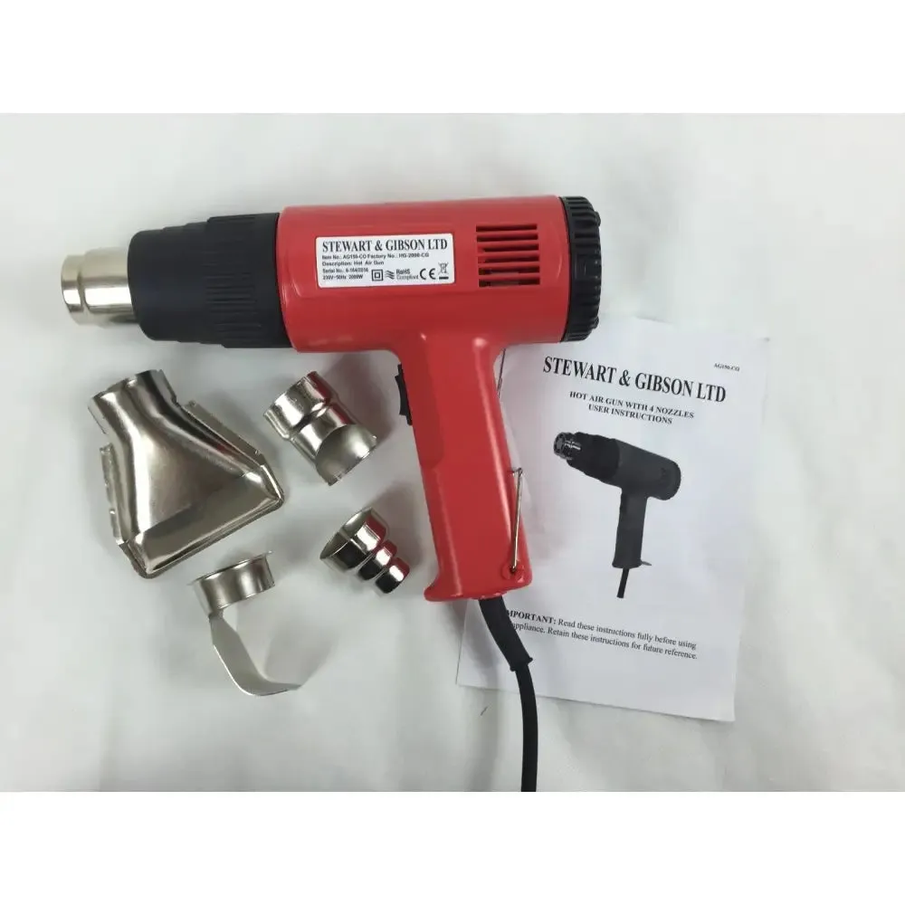 2000W Dual Temperature Hot Air Heat Gun   4 Nozzles 230V