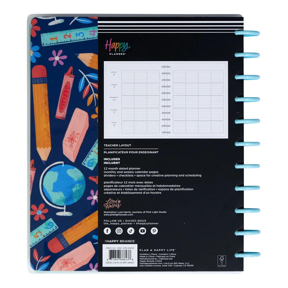 2024 Teach Love Inspire Teacher Happy Planner - Big Teacher Layout - 12 Months