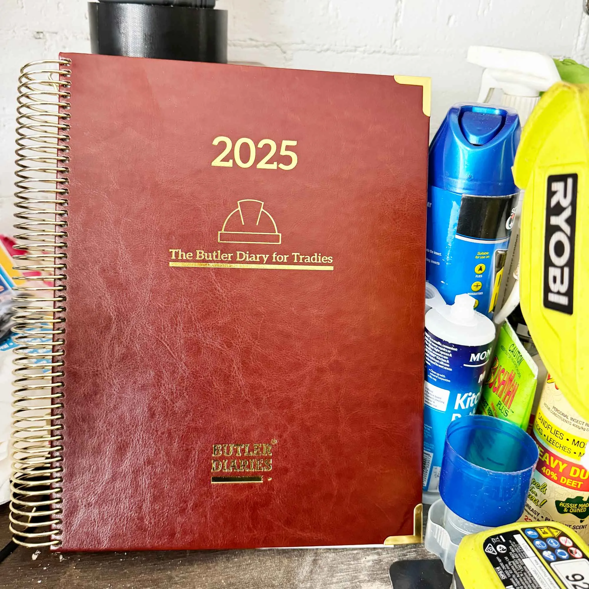 2025 The Tradie Diary - Leather Hard Cover Spiral Bound
