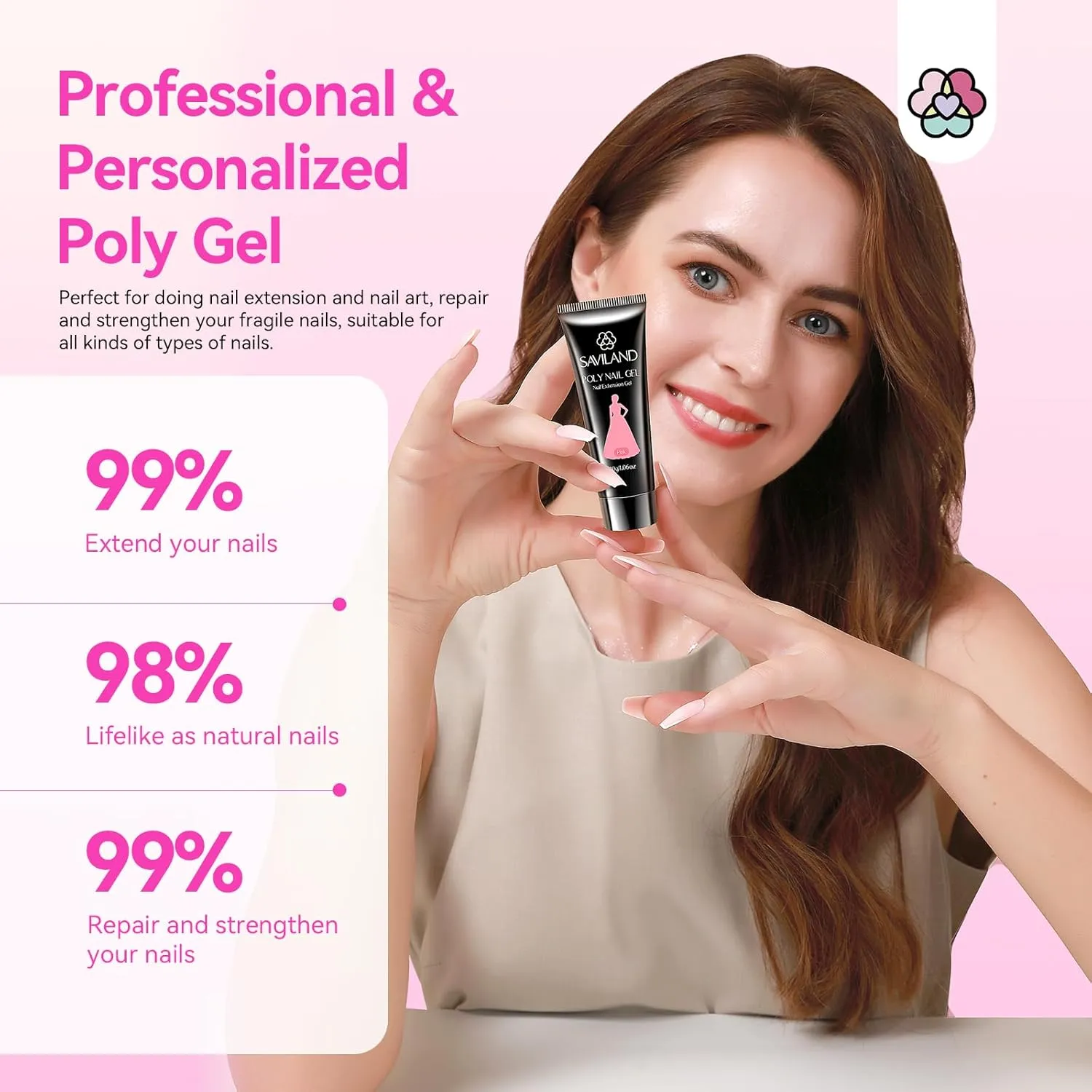 2PCS 30ml Clear & Pink Poly Gel Nail Kit