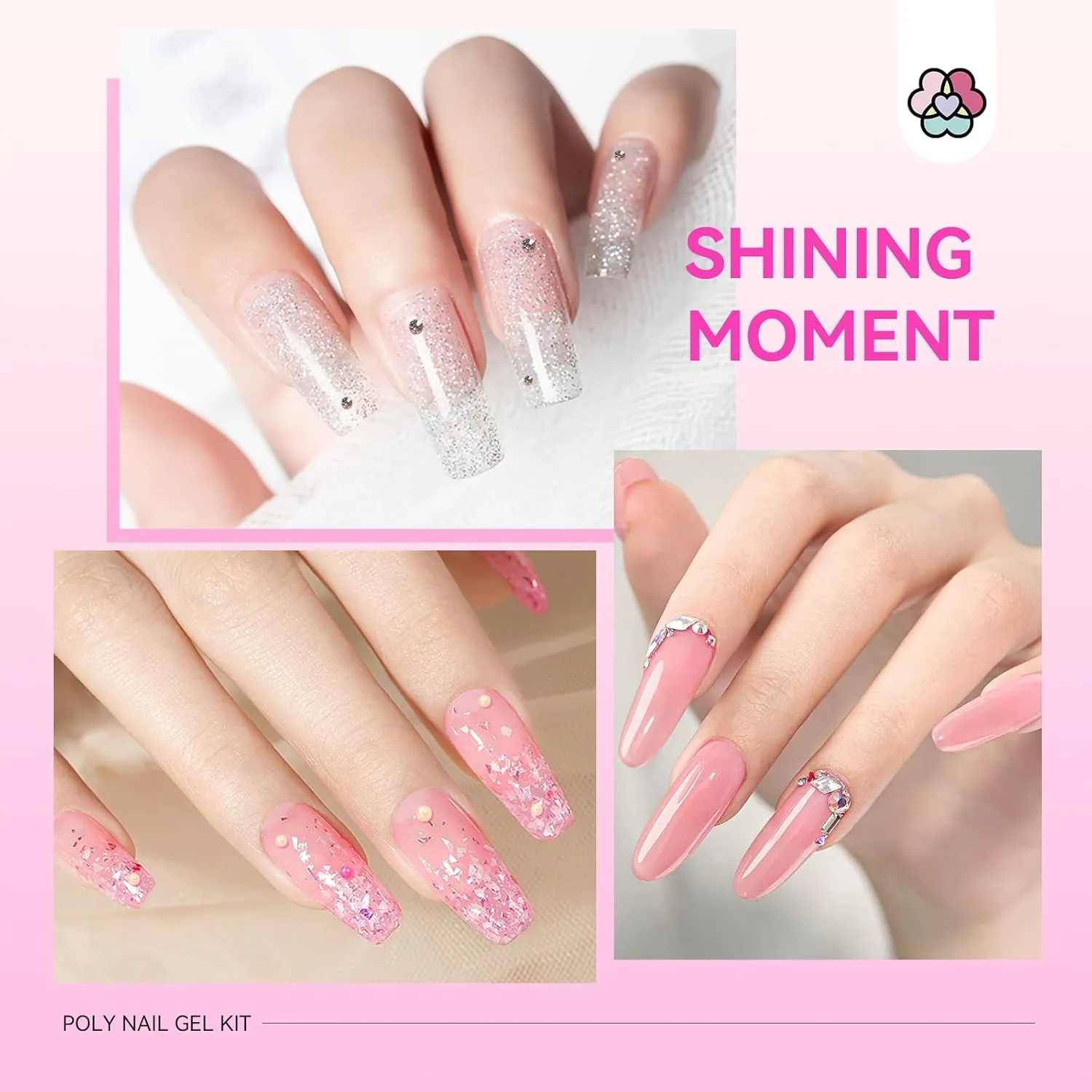 2PCS 30ml Clear & Pink Poly Gel Nail Kit