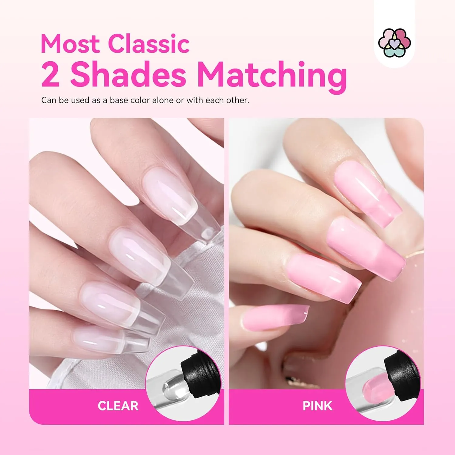 2PCS 30ml Clear & Pink Poly Gel Nail Kit