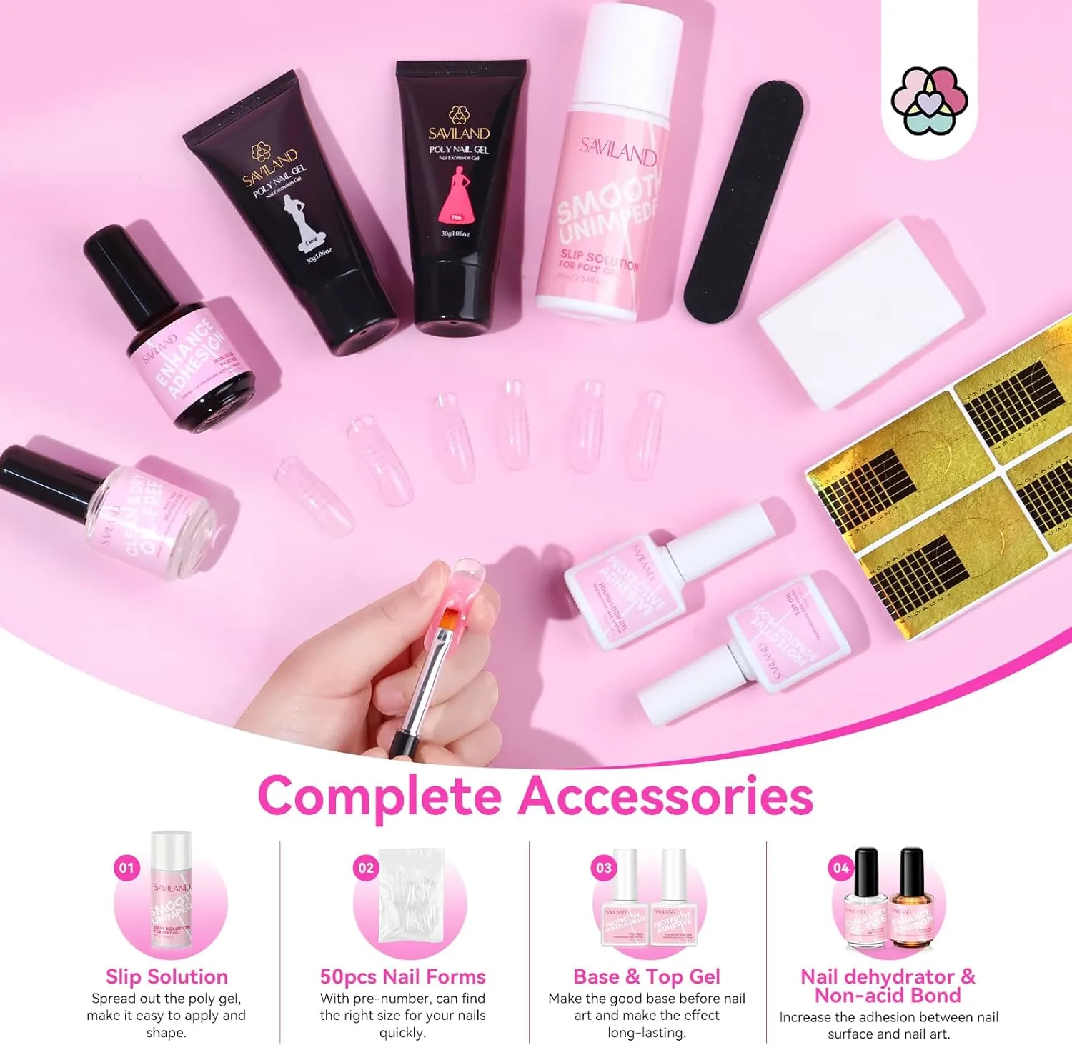 2PCS 30ml Clear & Pink Poly Gel Nail Kit