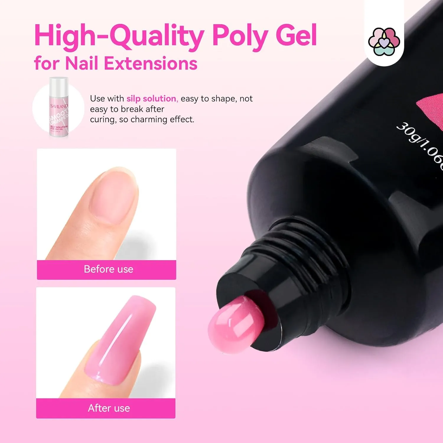 2PCS 30ml Clear & Pink Poly Gel Nail Kit