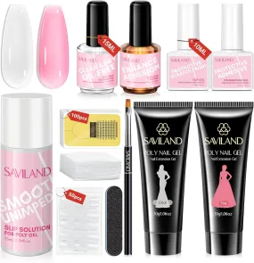 2PCS 30ml Clear & Pink Poly Gel Nail Kit