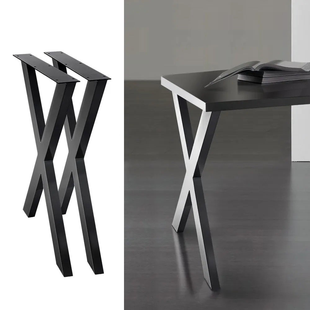 2x Metal Legs w/ Coffee Dining Table Steel Industrial Vintage Bench X Shape 710MM