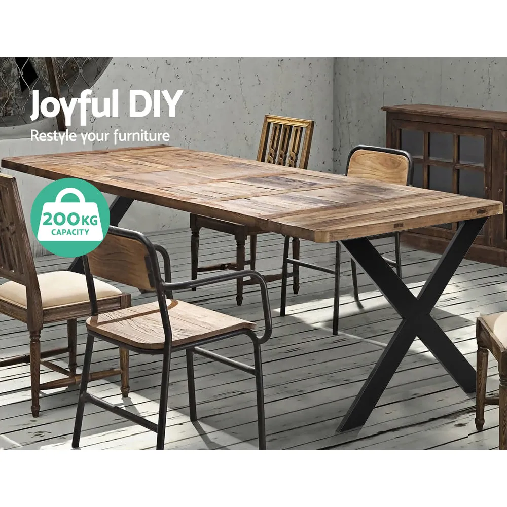 2x Metal Legs w/ Coffee Dining Table Steel Industrial Vintage Bench X Shape 710MM