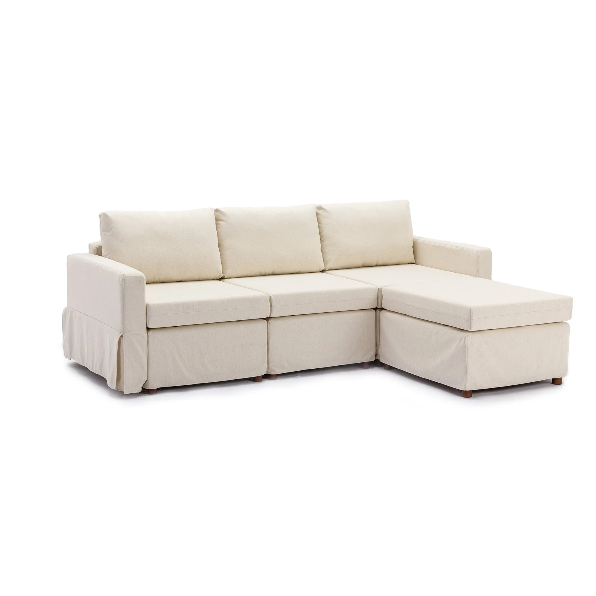 3 Seater Module Sectional Sofa Couch With 1 Ottoma Seat Cushion