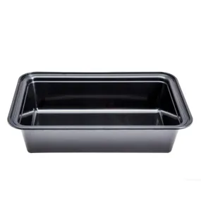 32OZ MICROWAVABLE PP INJECTION RECTANGLE CONTAINER (SET) - BLACK (150 SET PER CASE)