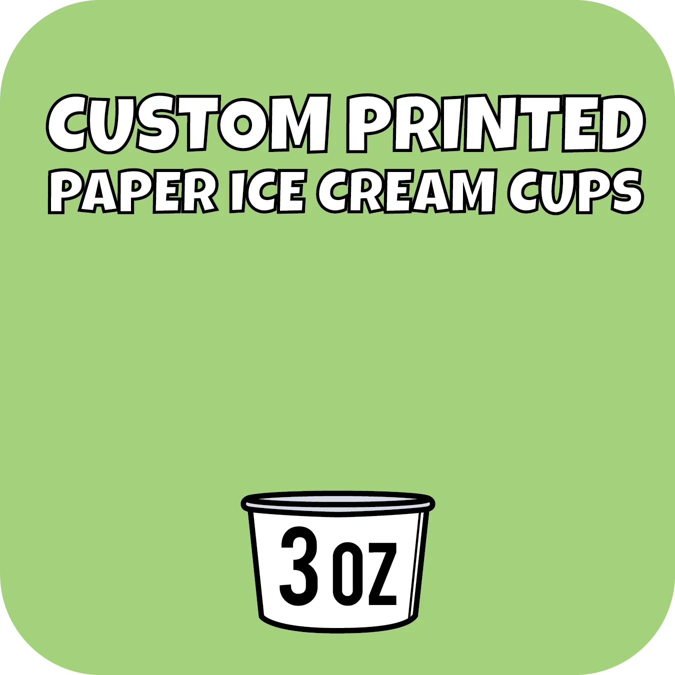 3oz Custom Printed Paper Ice Cream Cups 1000ct