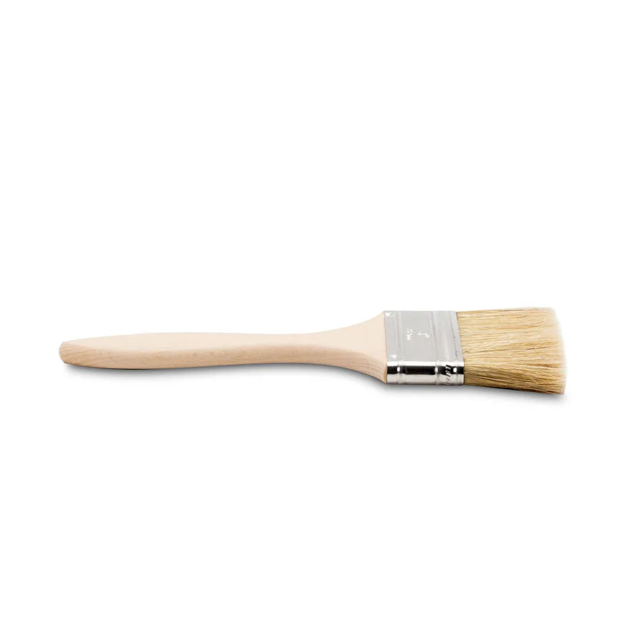 3" Wide Flat Brush with Natural Bristles and Wooden Handle