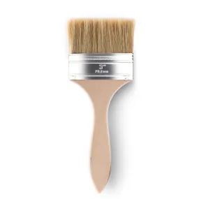 3" Wide Flat Brush with Natural Bristles and Wooden Handle