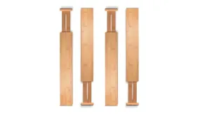 4 Pack: Bamboo Adjustable Drawer Dividers - Organize Today - Ships Next Day!