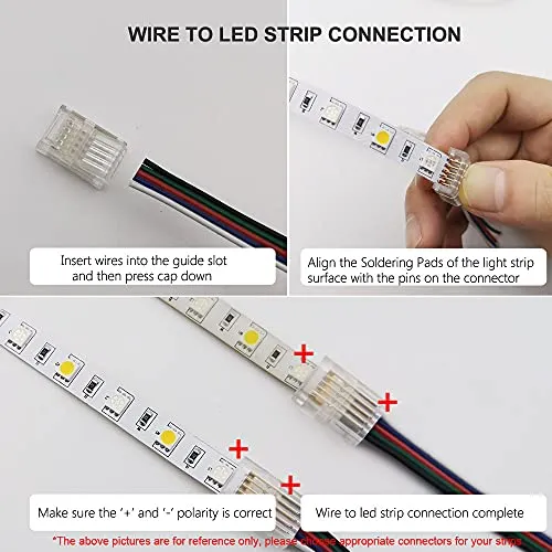5 Pin 10mm LED Strip to Wire Connector rgbw Unwired Clips Solderless Adapter Terminal Extension Connection for Multicolor LED Strip Lights 12V 24V (Pack of 10)