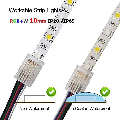 5 Pin 10mm LED Strip to Wire Connector rgbw Unwired Clips Solderless Adapter Terminal Extension Connection for Multicolor LED Strip Lights 12V 24V (Pack of 10)