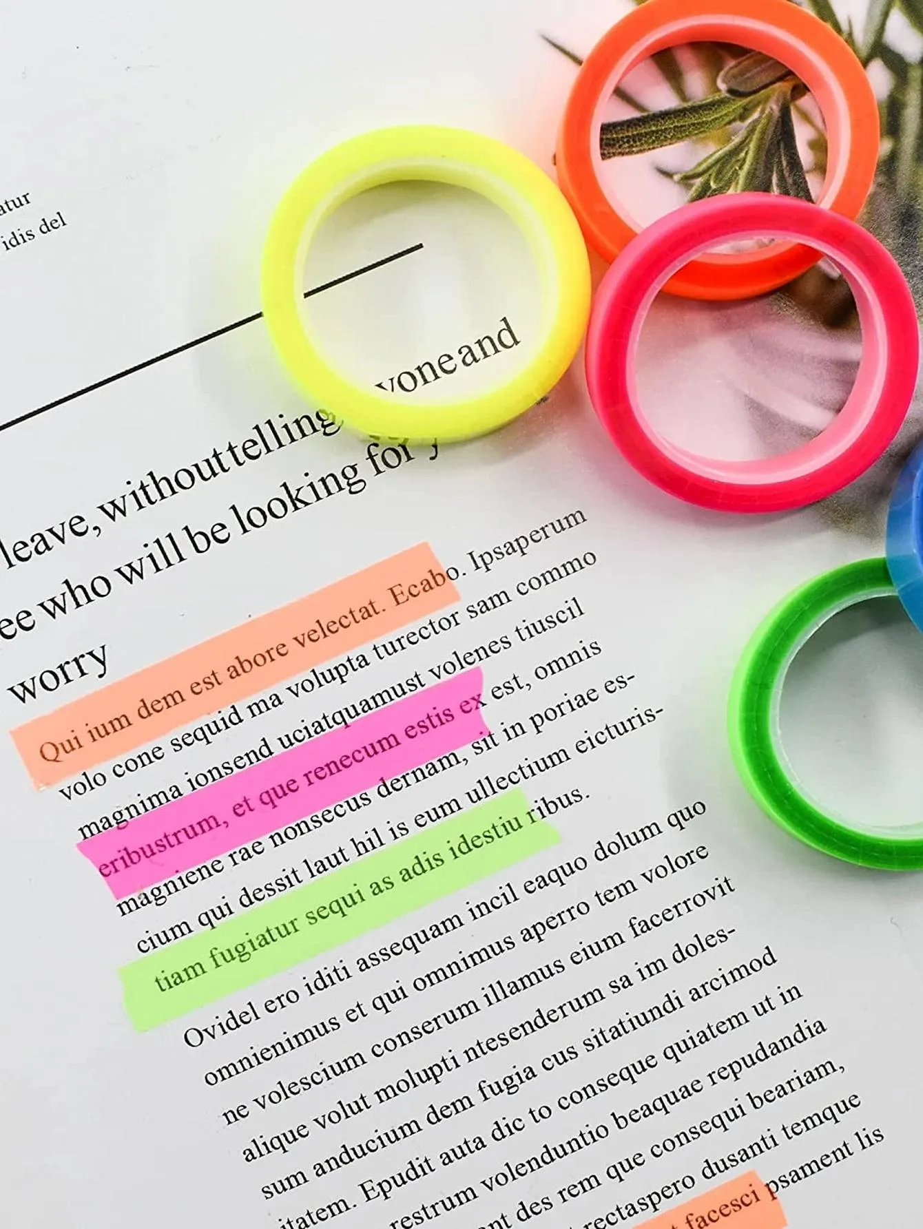 5pcs Ultra Fine Index Tabs Transparent Tear-off Sticky Tape Note Waterproof Writable Colorful Highlighter, Five Colors