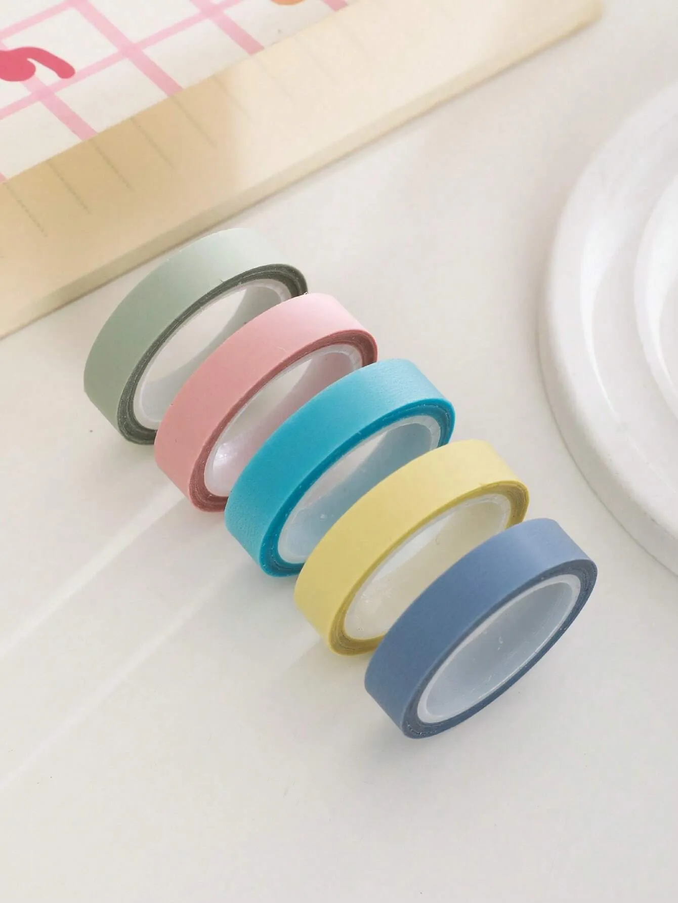 5pcs Ultra Fine Index Tabs Transparent Tear-off Sticky Tape Note Waterproof Writable Colorful Highlighter, Five Colors