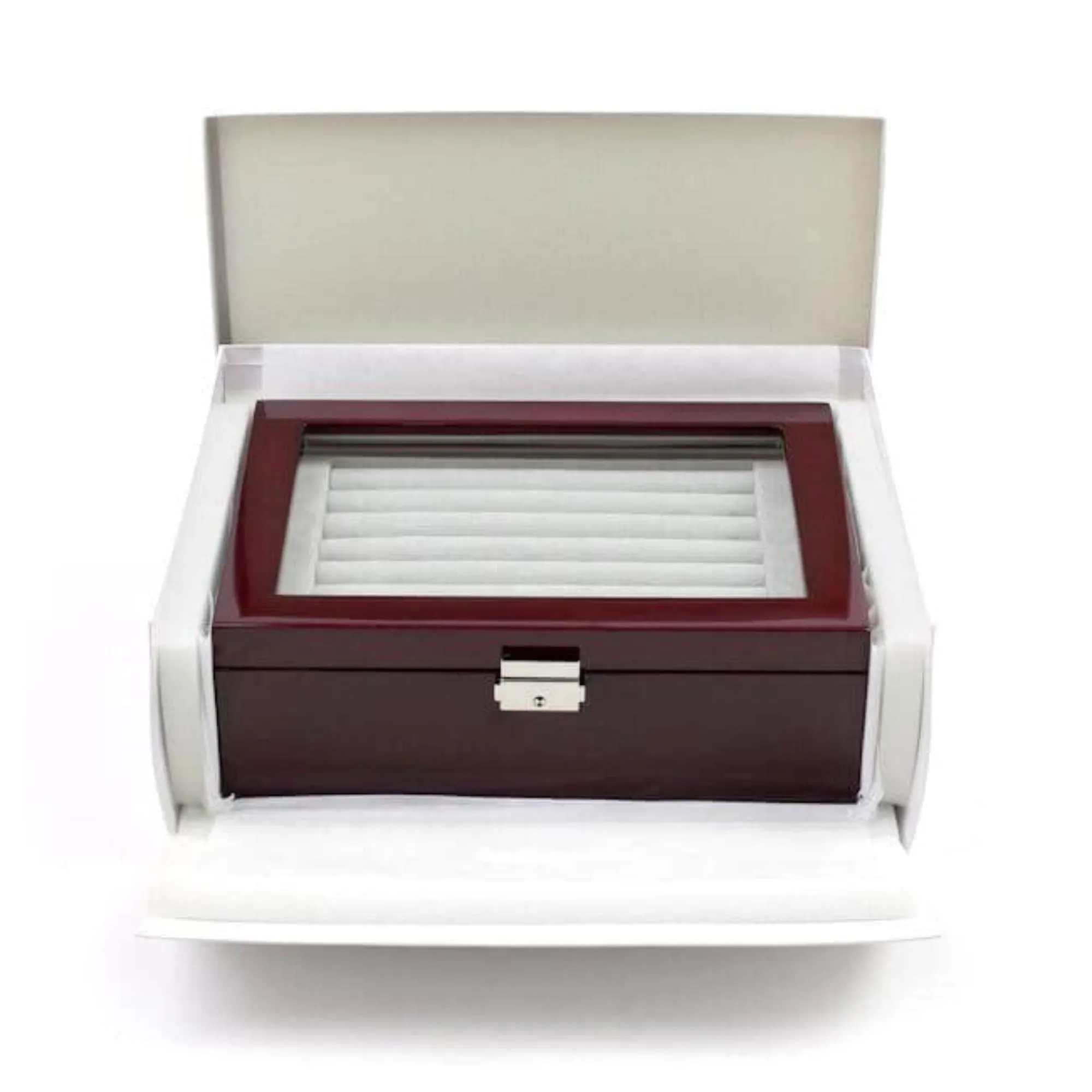 72 Pair Double Decker Mahogany Cufflink Box