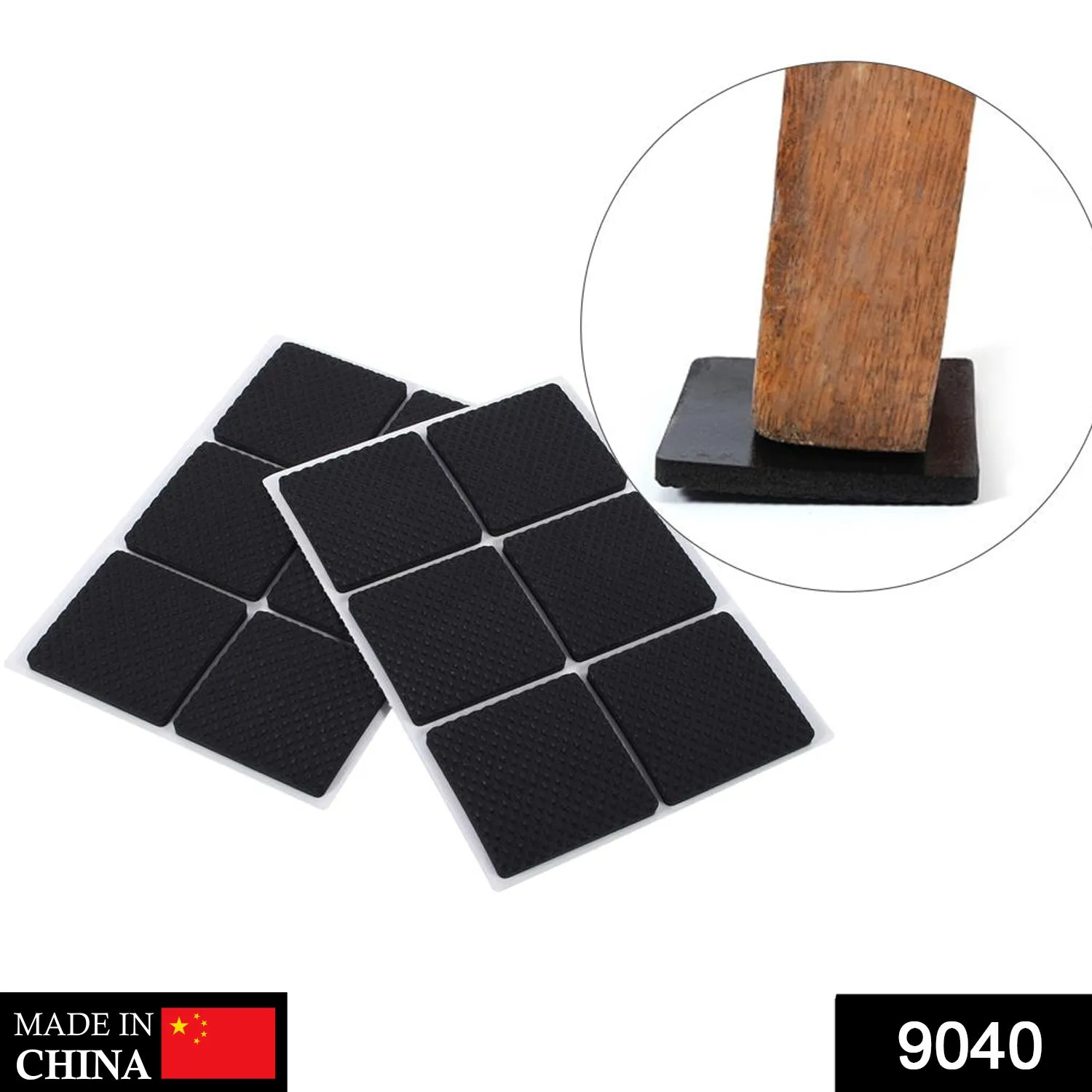 9040 12Pcs Self Adhesive Non-Slip for Protecting Tiles, Shiny Hard Wood Floor
