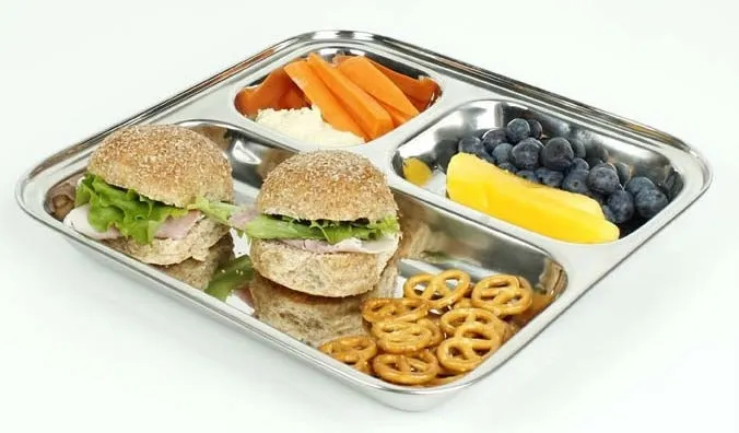 A Slice Of Green Stainless Steel Divided Plate