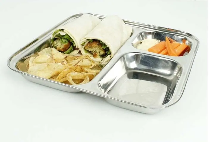 A Slice Of Green Stainless Steel Divided Plate