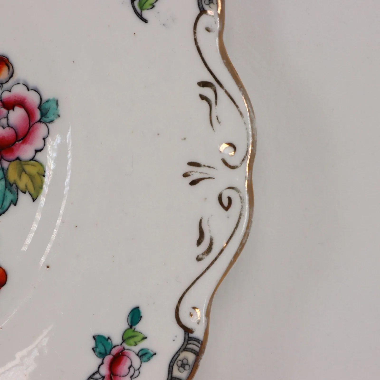 Allertons Asiatic Birds Indian Tree 9 3/8" Cake Plate Handled England 1911-1942
