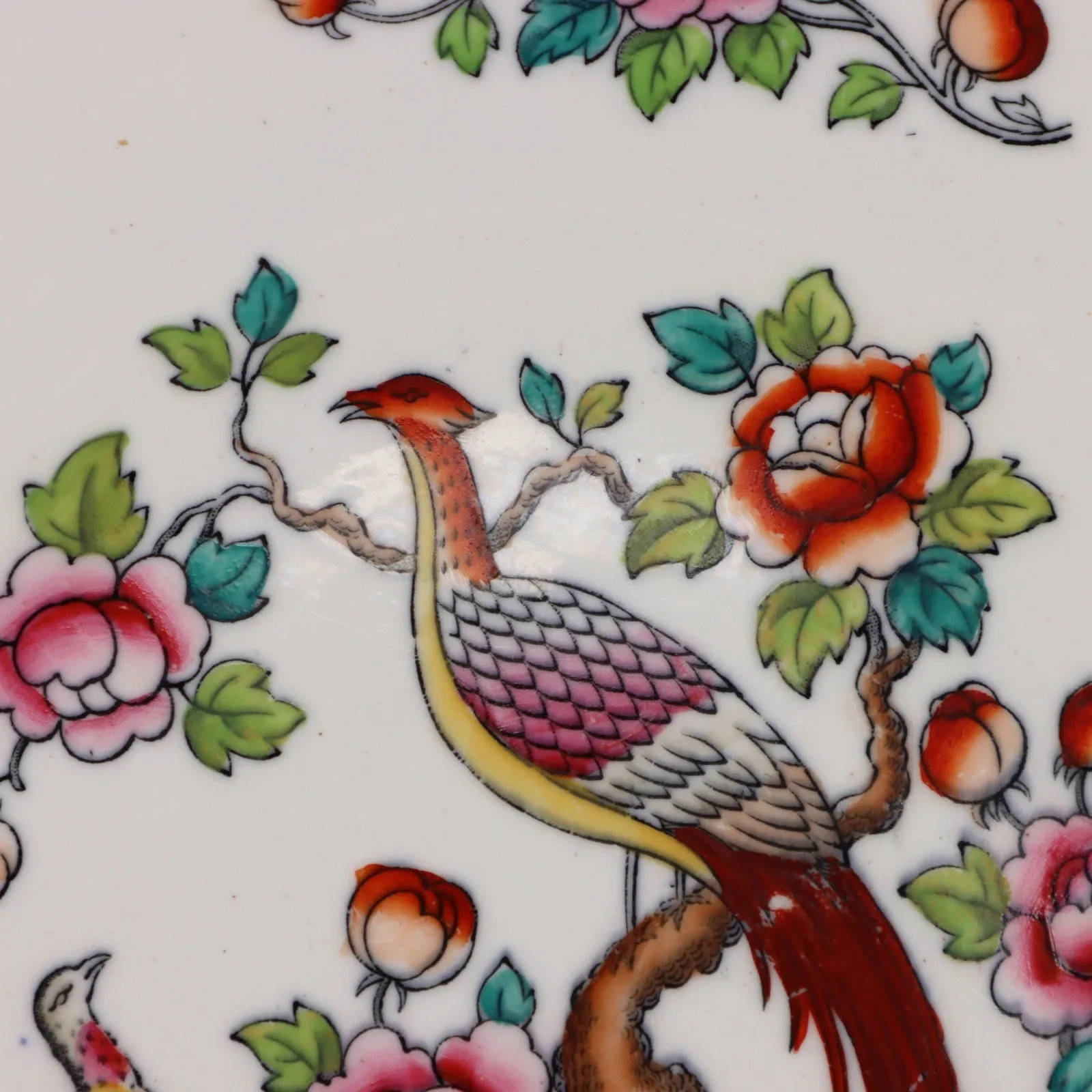 Allertons Asiatic Birds Indian Tree 9 3/8" Cake Plate Handled England 1911-1942