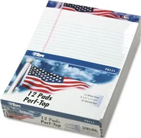 American Pride Writing Pad Jr. Legal Rule 8-1/2 X 11-3/4 White 50-Sheet Dz