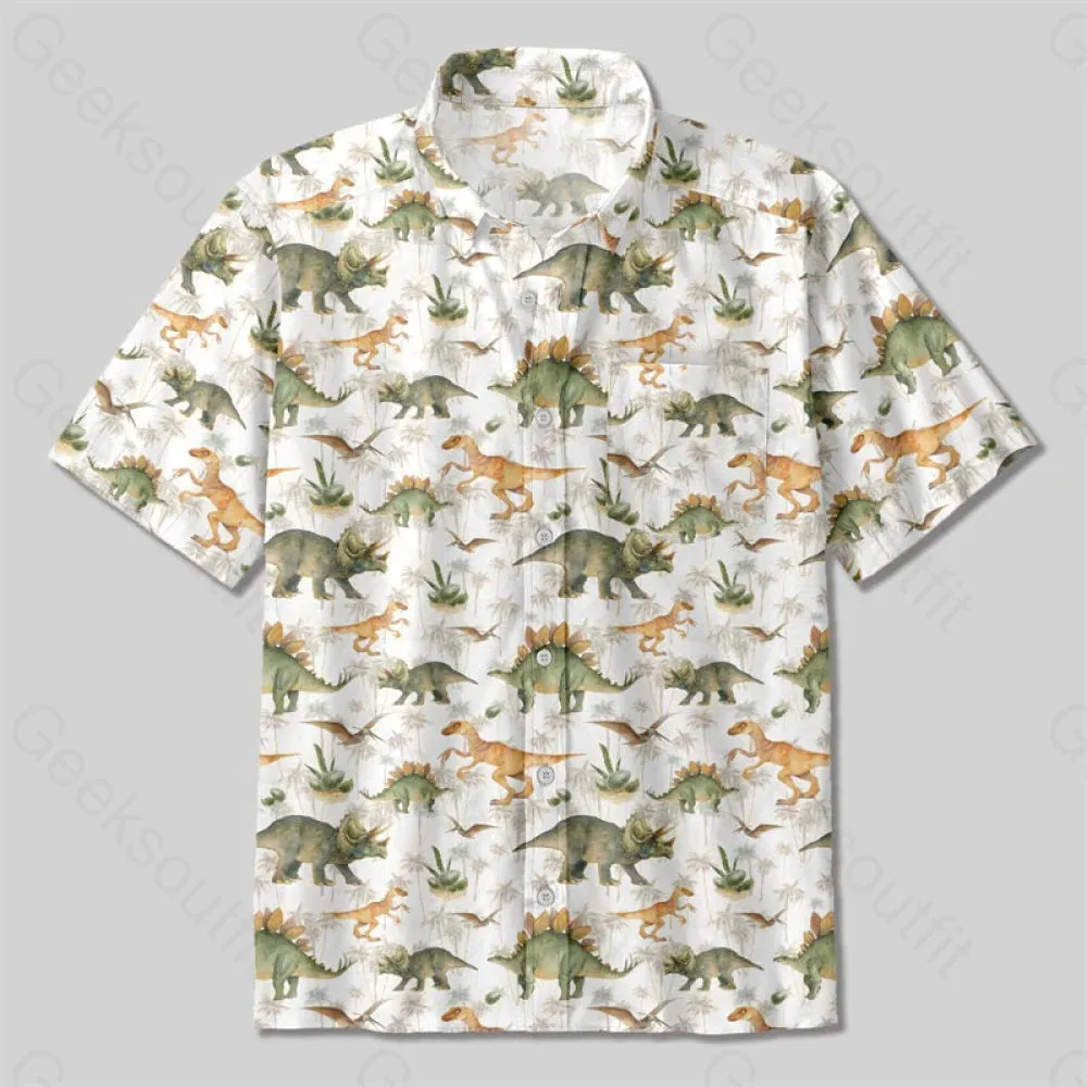 Ancient Dinosaurs Button Up Pocket Shirt