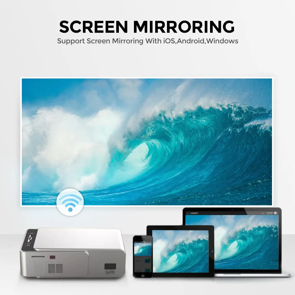 Android Projector |3500 Lumens/Screen Size upto 120 inch| Native Res 720P|Bluetooth Wifi Projectors