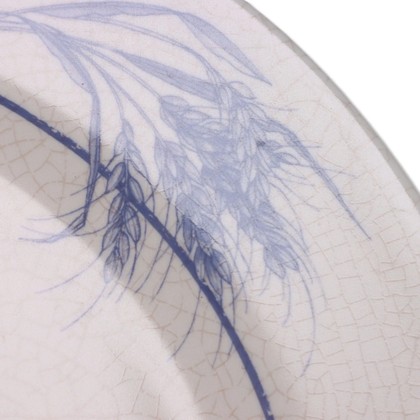 Arcopal Blue & White Crackle 12 5/8" Round Chop Plate Glass France Vintage 1970