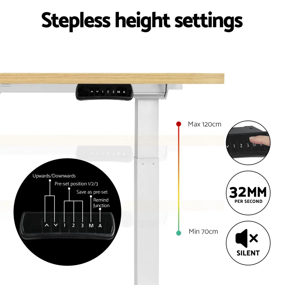 Artiss Standing Desk Motorised Dual Motor 140cm White Oak