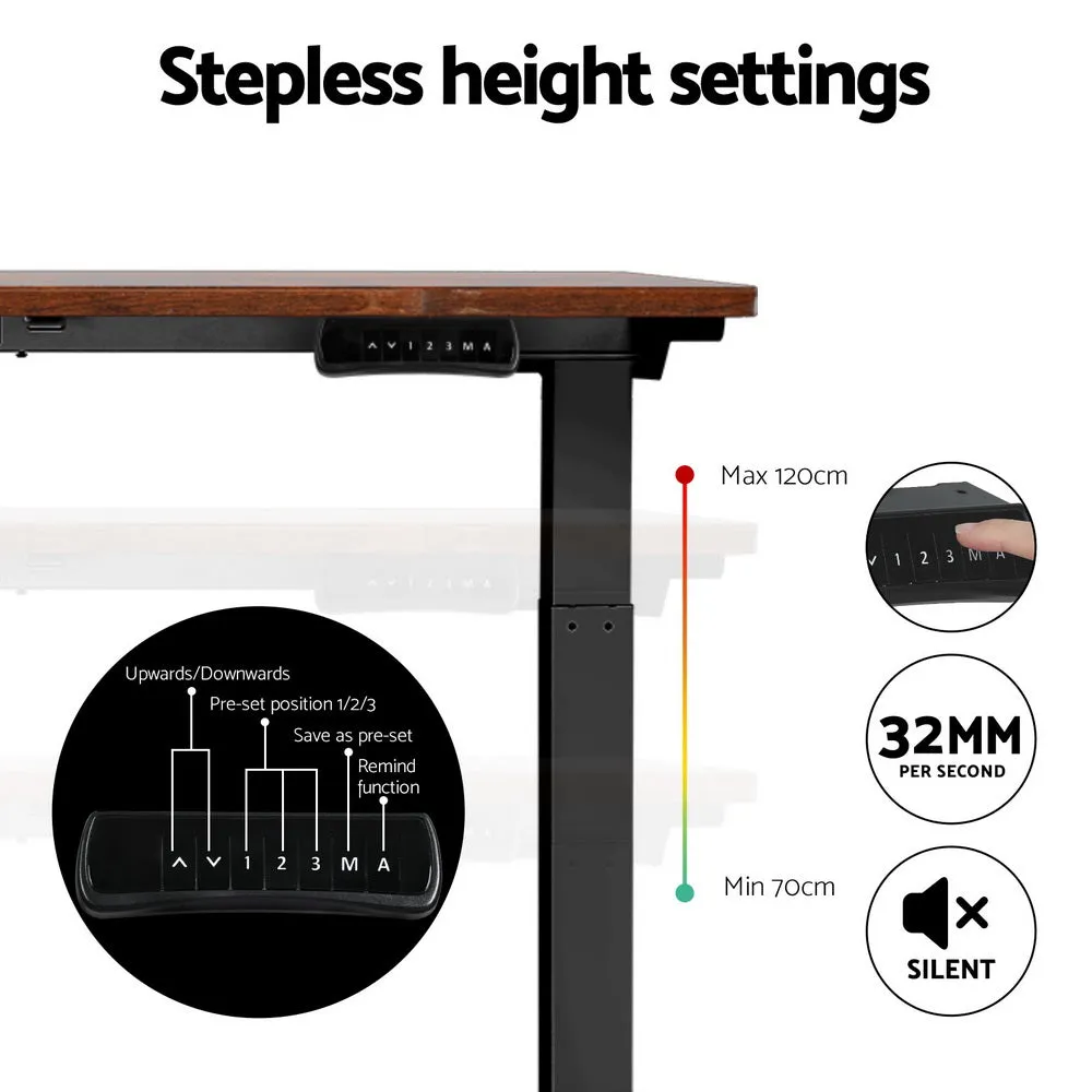 Artiss Standing Desk Motorised Dual Motor Rustic Brwon 140cm